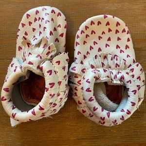 Heart Patterned Size 2 Baby Mocassins